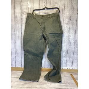 Carhartt Dungaree Fit Green Canvas Carpenter Pants 36x32 Men’s Workwear